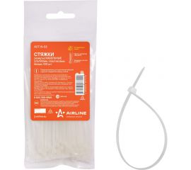 Кабельные стяжки Airline хомуты 2,5 х 100 мм, пластиковые, белые, 100 шт. ACT-N-02 