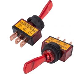 Однополюсный тумблер Nord-Yada 12V 20А с красной подсветкой (3контакта) ON-OFF 905520 