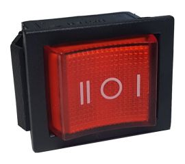 Клавиша Nord-Yada 250V 16А красная с подсветкой (6 контактов) ON-ON 905456 