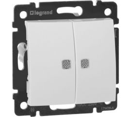 Механизм выключателя Legrand 2-клавишный СП Valena 10 А 250 В IP31 с зеленой подсветкой белый Leg 774428 