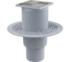 Сливной трап Alca Plast 105х105/50/75, подводка-прямая, решетка-нержавеющая сталь, гидрозатвор APV2311 