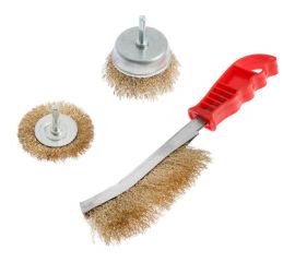 Набор щеток металлических (плоская 65 мм; чашка 50 мм; щетка однорядная) для дрели ТУНДРА 1032393 