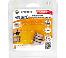 Неодимовый магнит-диск Forceberg 20x5 мм, с зенковкой 4.5/10, 4 шт. 9-1301017-004 