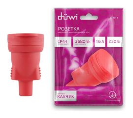 Кабельная розетка duwi c заземлением 16A с крышкой IP44 каучук красная 27457 5 