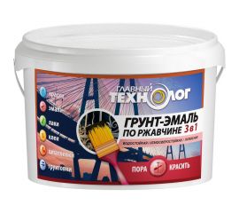 Грунт-эмаль по ржавчине 3 в 1 Новбытхим ГЛАВНЫЙ ТЕХНОЛОГ темно-серая латексная ведро 2.4 кг 1248 