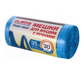 Мешки для мусора прочные с ручками ULTRA (30 шт.; 35 л; синие; ПНД; 9 мкм; 50x54 см) LAIMA 607683 