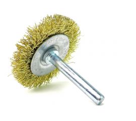 Щетка для дрели дисковая 50x8 мм, с хв-м 6 мм, гофрированная латунированная сталь 0.30 мм 13-176 EuroBrush EB-D50BS 