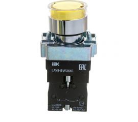 Кнопка управления IEK LAY5-BW3561 с подсветкой, желтый, 1з, ИЭК BBT50-BW-K05 