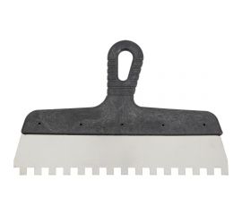 Зубчатый шпатель КЭС 10x10 мм, нержавеющая сталь, пластиковая рукоятка, 200 мм 10000054 