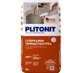 Термостойкий раствор для отделки печей и каминов PLITONIT СуперКамин ТермоШтукатурка белая -25 25 кг 7501 