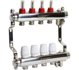 Коллекторная группа VRT 1""х3/4"", евроконус, 4 выхода, c расходомерами 530143 