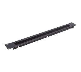 Кабельный органайзер Cabeus горизонтальный 1U, с щеточным вводом, металлический, SH-J004A-BK 