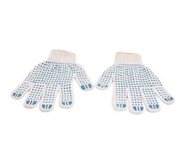 Трикотажные перчатки Gigant с ПВХ-покрытием точка, 10 класс, белые GGC-12 