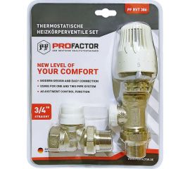 Комплект радиатора PROFACTOR термостатический, прямой, 3/4 PF RVT 386 