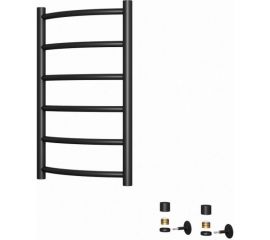 Водяной полотенцесушитель Teymi Lina П6 40x80, наружная резьба 1"", в максимальной комплектации К3, черный матовый W80152 ЦБ-00265228 