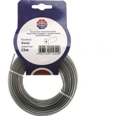 Леска для триммера 4 мм, 15 м, квадрат с графитовым наполнителем, серебро tgs TORGWIN S70733 