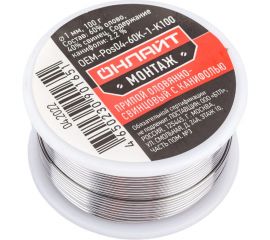 Припой ПОС-60 (катушка, 1 мм, 100 г) ОНЛАЙТ 90165 