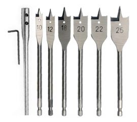 Набор сверл перовых по дереву (7 предметов; 10-25 мм; удлинитель 300 мм) Patriot (1165) 815010197 