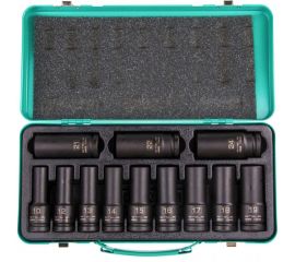 Набор ударных глубоких шестигранных торцевых головок 1/2"", 10-24 мм, в кейсе, 12 шт. STELS 13998 