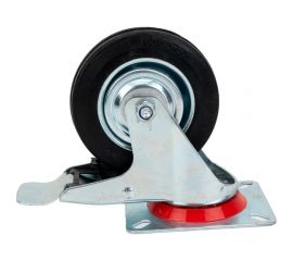 Колесо промышленное поворотное с роликовым подшипником и площадкой с тормозом D100 мм Tech Tech-Krep 148524 