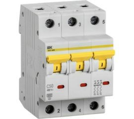 Автоматический выключатель IEK ВА47-60M 3Р 50А 6кА С MVA31-3-050-C 