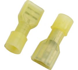 Плоская клемма REXANT, полностью изолированная, гнездо 6.6мм, в нейлоне 4-6кв.мм, желтый100 шт 08-0652 