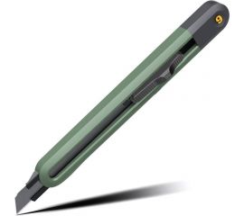 Технический нож DELI home series green ht4009l сегментированное черное лезвие 9 мм, эксклюзивный дизайн, soft touch 112886 