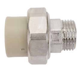 Муфта комбинированная RTP разъемная, американка, наружная резьба, D20х1/2 мм, серая 15519 