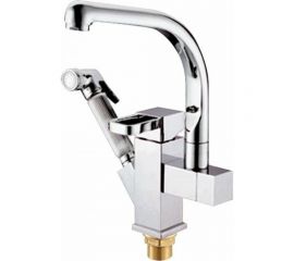 Смеситель для кухни Potato с высоким изливом, крепление гайка, с выдвижной гигиенической лейкой P4095 