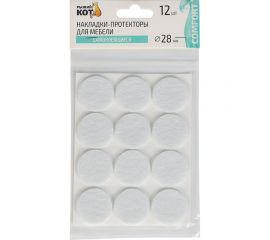 Самоклеящиеся накладки-протекторы для мебели Рыжий кот 12 шт., 28 мм, белый 105205 