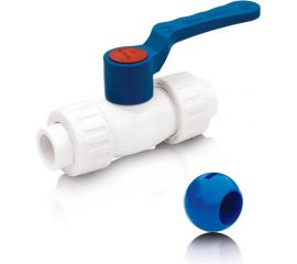 Кран шаровой Blue Ocean полипропиленовый (шар ABS) с 2 сгонами ХВС - 20 PPRF/BVUA-CW/PPR(W)-20 