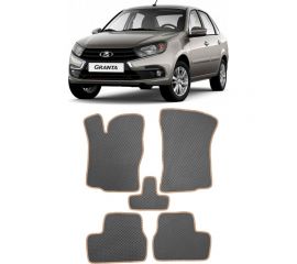 Ковры в салон автомобиля Eva Smart lada granta 2011 - эва сота чёрные c черной окантовкой 1916-B5B5-S 