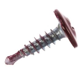 Прессшайба Качественный КРЕПЕЖ 4.2х16 мм, красное вино RAL 3005, сверло, 250 шт 0300235 КЧ 