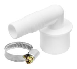 Угловой штуцер с хомутом для сливного шланга стиральных машин MasterProf d40 - 19/22 мм ИС.110668 