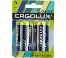 Батарейка Ergolux 1.5В, LR20, Alkaline, BL-2 11752 