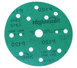 Круг шлифовальный FILM L312T (5 шт; 150 мм; на липучке; 15 отв; зелёный; P120) SUNMIGHT 53008R 