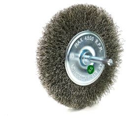 Щетка для дрели дисковая 100x10 мм, с хв-м 6 мм, гофрированная нержавеющая сталь 0.30 мм 13-174 EuroBrush EB-D100SS 