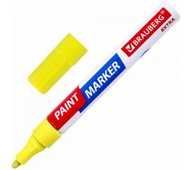 Лаковый маркер-краска BRAUBERG EXTRA paint marker 4 мм, желтый, улучшенная нитро-основа 151984 