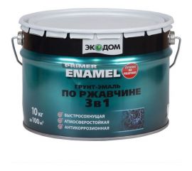 Грунт-эмаль по ржавчине Экодом 3 в 1, красно-коричневая 10 КГ 1 48575 