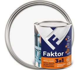 Грунт-эмаль ЯРОСЛАВСКИЕ КРАСКИ FAKTOR на ржавчину 3 в 1, белая, банка 0.8 кг 215147 