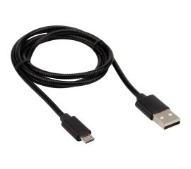 Кабель USB - micro USB REXANT черный металлическая оплетка 1 м 18-4241 