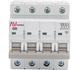 Автоматический выключатель EKF AVERES AV-6, 4P, 25A, C, 6kA, SQ mcb6-4-25C-av 