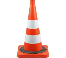 Дорожный конус ТЕХНОЛОГИЯ КС-2.8.0 520 мм, мягкий, 2 светоотражающие полосы + утяжелитель (квадратное основание) 00-00001328 