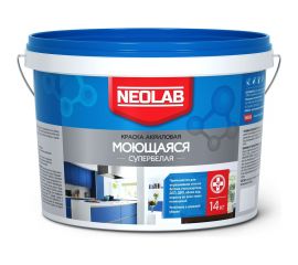 Акриловая моющаяся краска NEOLAB супербелая, 14 кг 700019 