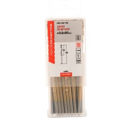 Сверло по металлу удлин Профоснастка 3,2 мм HSS M2 TIN/135 DIN 340, 10 шт., №663 30206023 