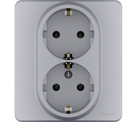 Розетка Legrand 2x2К+З - немецкий стандарт - 16 А - 250 В - INSPIRIA - алюминий 673752 