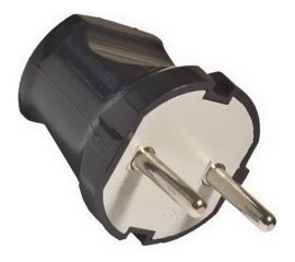 Вилка TANGO без заземления черная 10А 250В индивидуальная упаковка 5/ 20/ 600 1013533 