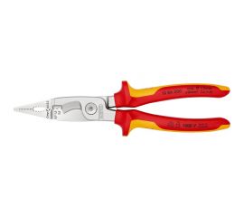 Электромонтажные клещи Knipex VDE, 6-в-1, 200 мм, диэлектрические, хром, 2К ручки, KN-1386200SB 