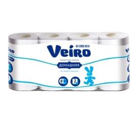 Туалетная бумага Veiro Домашняя 2-х слойная, белая, 8 шт 36364 