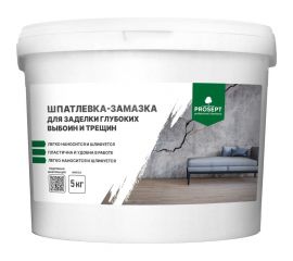 Шпатлевка-замазка для заделки глубоких выбоин и трещин PROSEPT Plastix 5 кг 082-5 